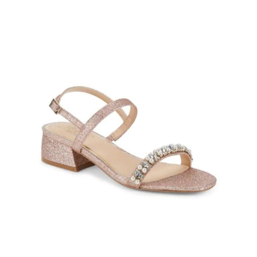 Badgley Mischka Autumn Block Heel Sandal - Rose Gold Size 5